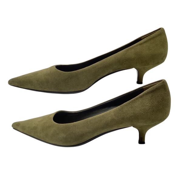 Prada Kitten Heels Women’s Size 11 Suede Leather in Olive Green - Picture 3 of 5